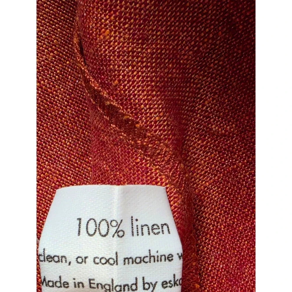 Eskandar Two Piece Linen Set Womens Size 1 Red Sleeveless Side Slit Button Front